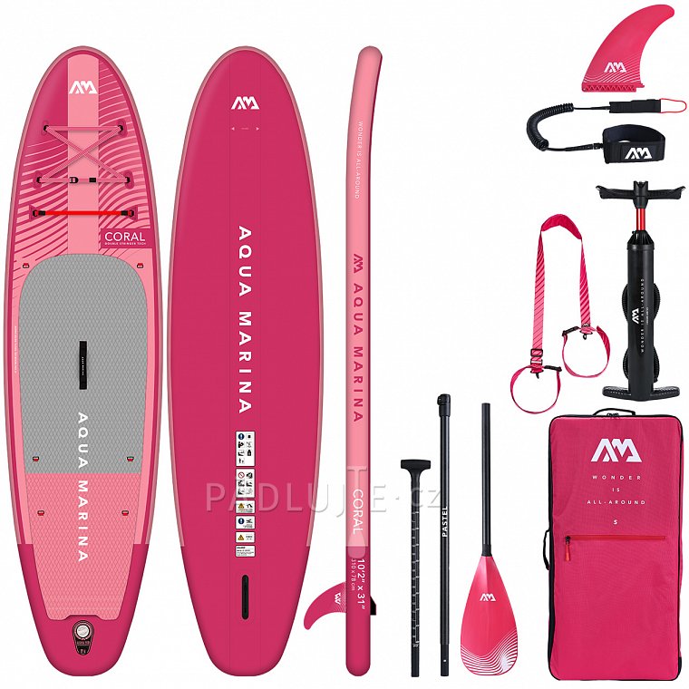 Paddleboard AQUA MARINA CORAL 10'2 malinová sada 2023