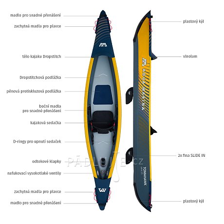 Kajak AQUA MARINA TOMAHAWK AIR-K 375 model 2023 -  jednomístný nafukovací