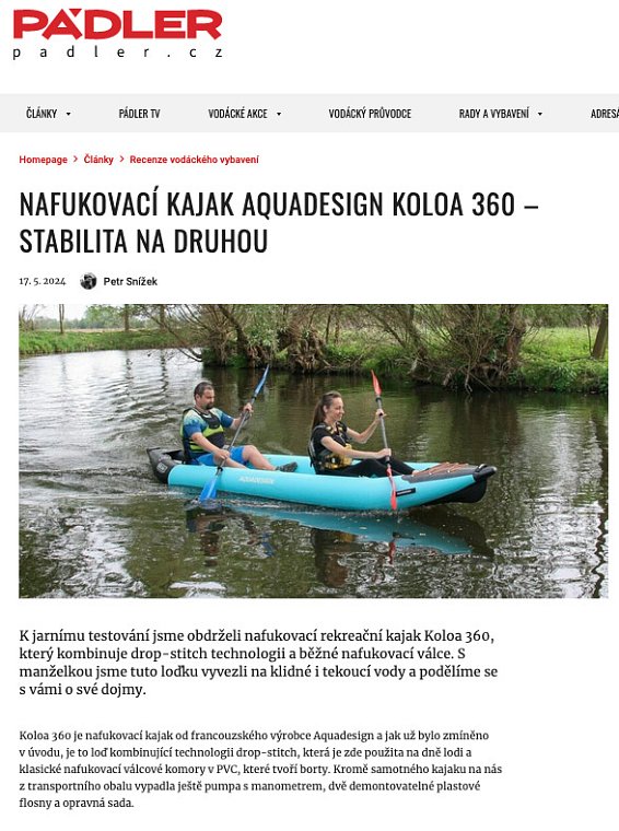 Kajak AQUADESIGN Koloa 360 - nafukovací dvoumístný