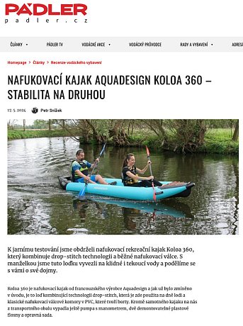 Kajak AQUADESIGN Koloa 360 - nafukovací dvoumístný