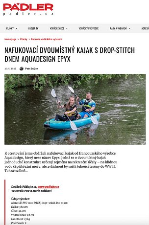 Kajak AQUADESIGN EPYX - nafukovací dvoumístný