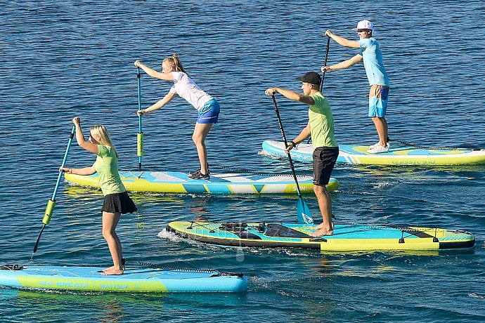 Tričko pánské PADDLEBOARDING LIGHT BLUE lycra krátký rukáv