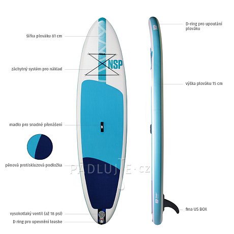 Paddleboard NSP 10’6 O2 Allrounder LT 32″ x 6″ - nafukovací