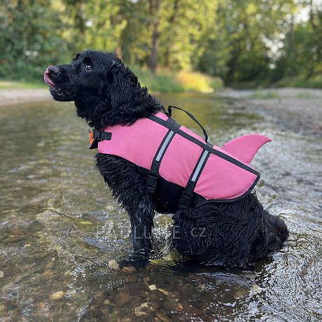 Záchranná plovací vesta pro psa Nobby Elen neon ŽRALOK růžová