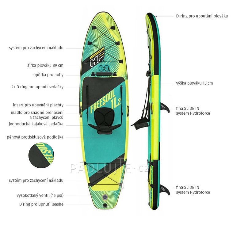 Paddleboard HYDRO FORCE FREESOUL COMBO 11'2 komplet s plachtou 2023 - nafukovací paddleboard, windsurfing, kajak
