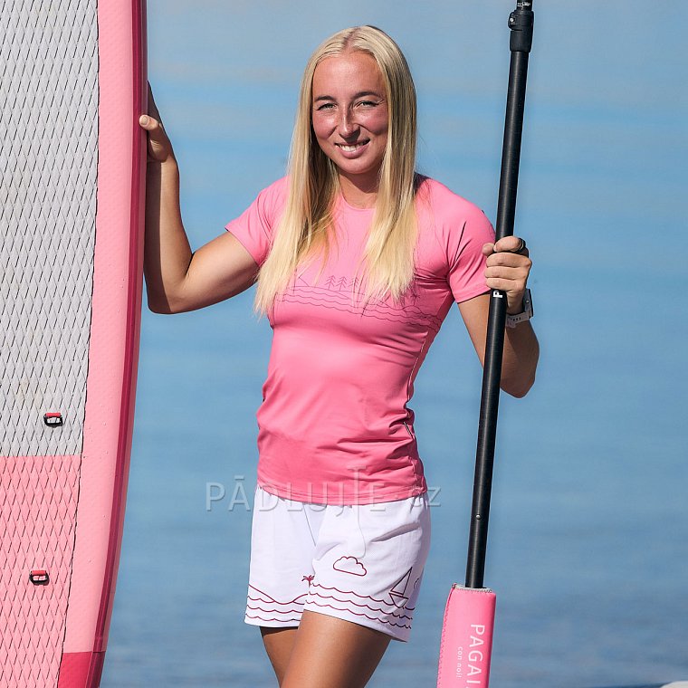 Tričko dámské PADDLEBOARDING PINK růžová lycra krátký rukáv