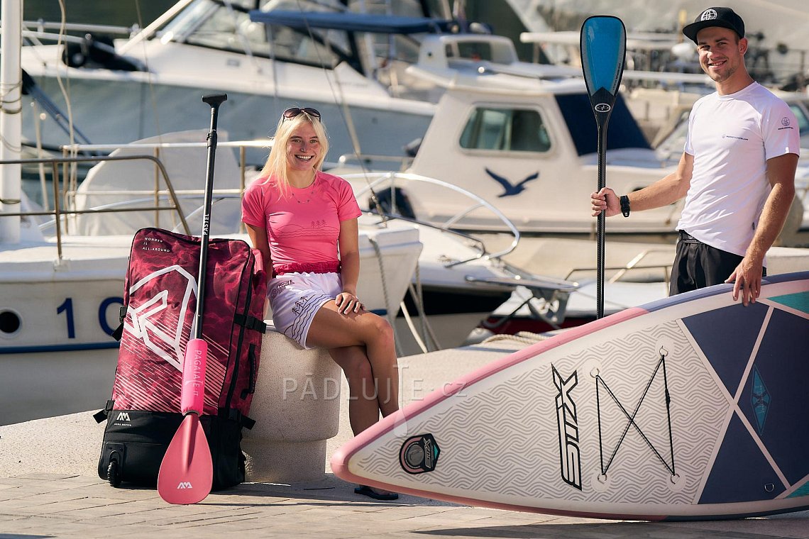 Tričko dámské PADDLEBOARDING PINK růžová lycra krátký rukáv