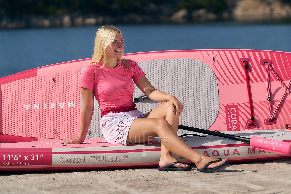 Tričko dámské PADDLEBOARDING PINK růžová lycra krátký rukáv