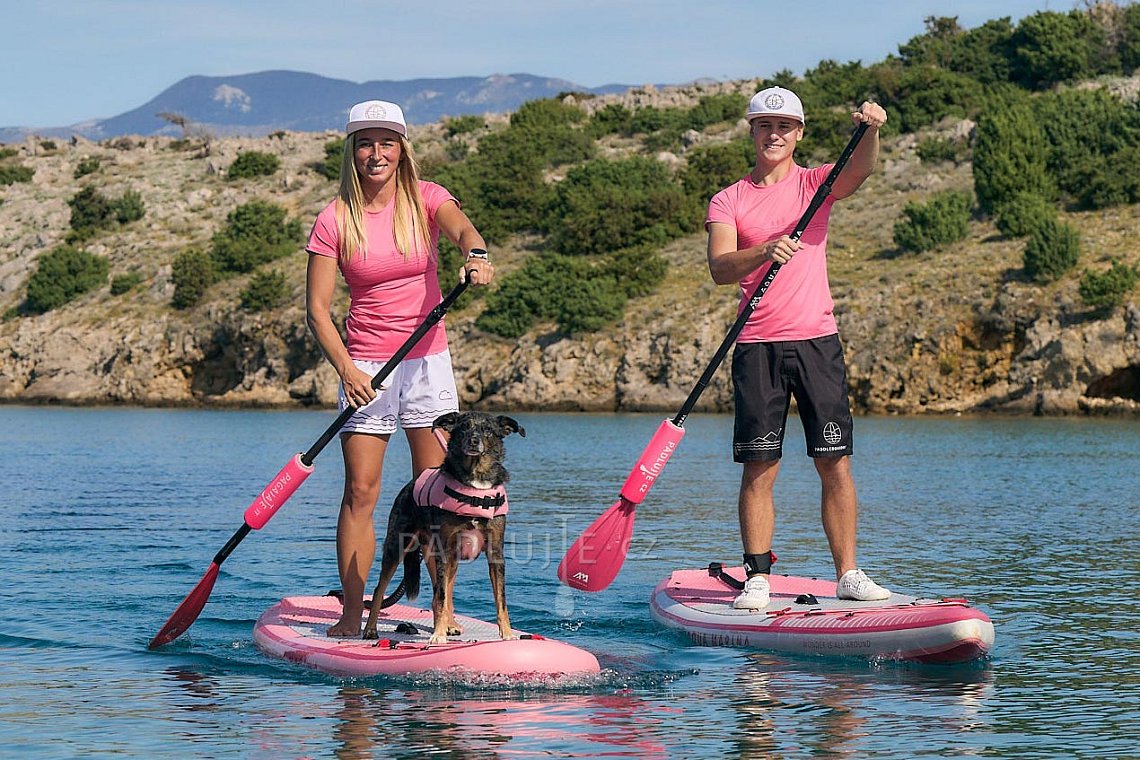 Tričko dámské PADDLEBOARDING PINK růžová lycra krátký rukáv