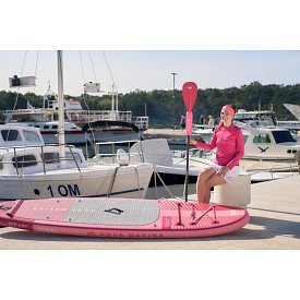 Tričko dámské PADDLEBOARDING DARK PINK lycra dlouhý rukáv