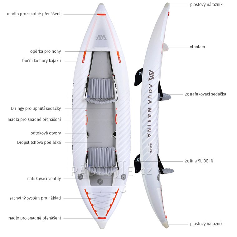 Kajak AQUA MARINA HALVE - 1 nebo 2 místný  - nafukovací 2024