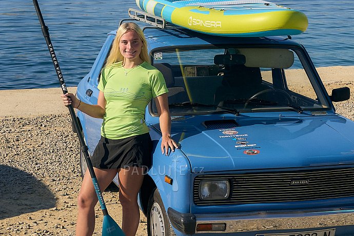 Tričko dámské PADDLEBOARDING NEON GREEN lycra krátký rukáv