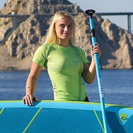 Tričko dámské PADDLEBOARDING NEON GREEN lycra krátký rukáv