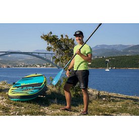 Tričko pánské PADDLEBOARDING NEON GREEN lycra krátký rukáv