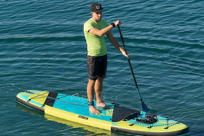 Tričko pánské PADDLEBOARDING NEON GREEN lycra krátký rukáv