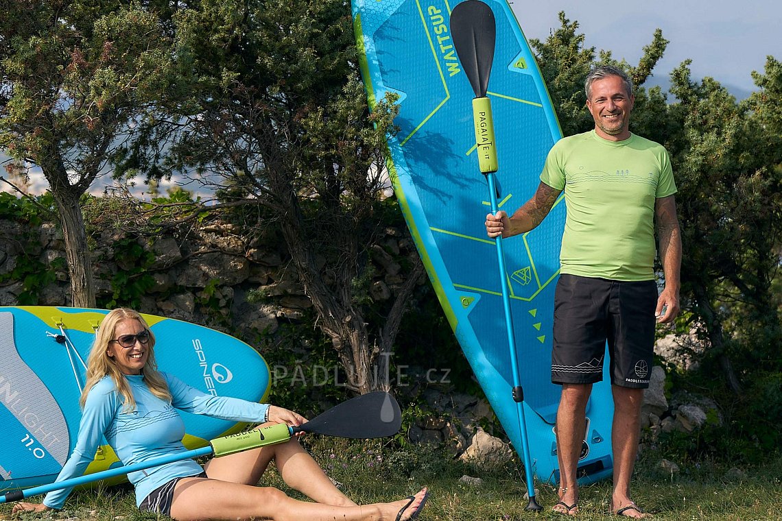 Tričko pánské PADDLEBOARDING NEON GREEN svítivě zelené lycra krátký rukáv