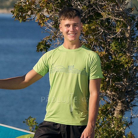 Tričko pánské PADDLEBOARDING NEON GREEN lycra krátký rukáv