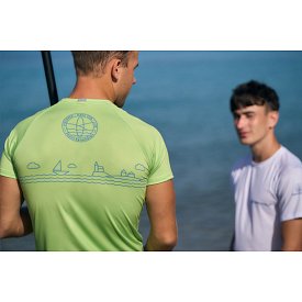 Tričko pánské PADDLEBOARDING NEON GREEN lycra krátký rukáv