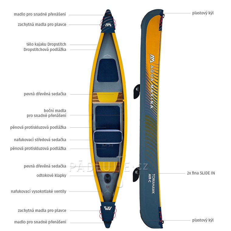 Kanoe AQUA MARINA Tomahawk AIR-C model 2024 - trojmístná nafukovací