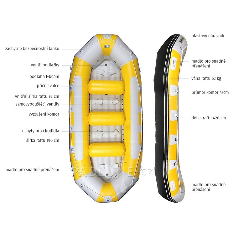 Raft AQUADESIGN Avanti 420 Yellow - až 9 osob