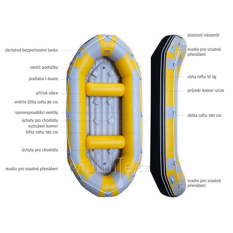 Raft AQUADESIGN Avanti 380 Yellow - až 8 osob