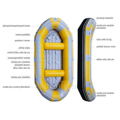 Raft AQUADESIGN Avanti 380 Yellow - až 8 osob