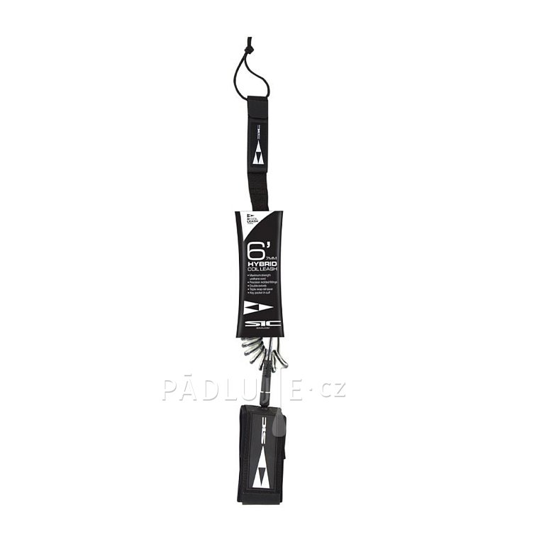 Leash SIC MAUI Hybrid Coil/Straight 6'x7mm - pojistný řemínek pro paddleboardy