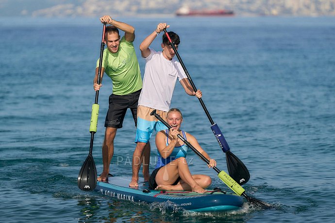 Tričko pánské PADDLEBOARDING STAMP WHITE lycra dlouhý rukáv