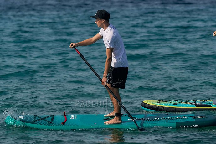 Tričko pánské PADDLEBOARDING STAMP WHITE lycra dlouhý rukáv