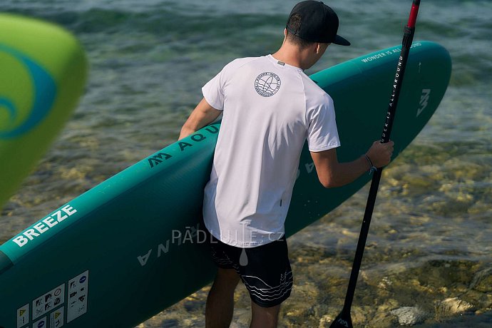 Tričko pánské PADDLEBOARDING STAMP WHITE lycra dlouhý rukáv