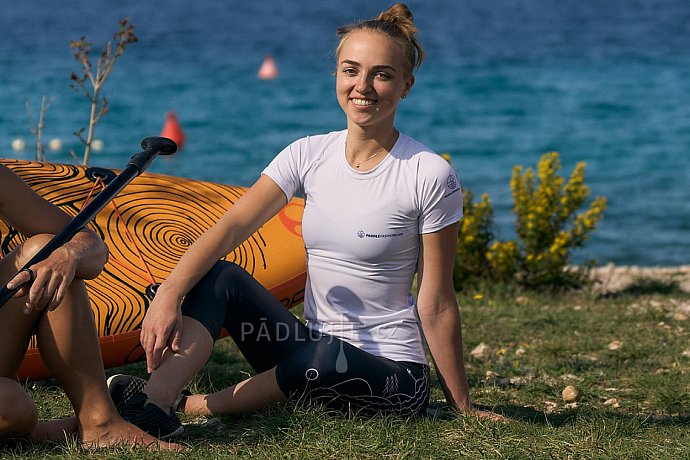 Tričko dámské PADDLEBOARDING STAMP WHITE lycra krátký rukáv