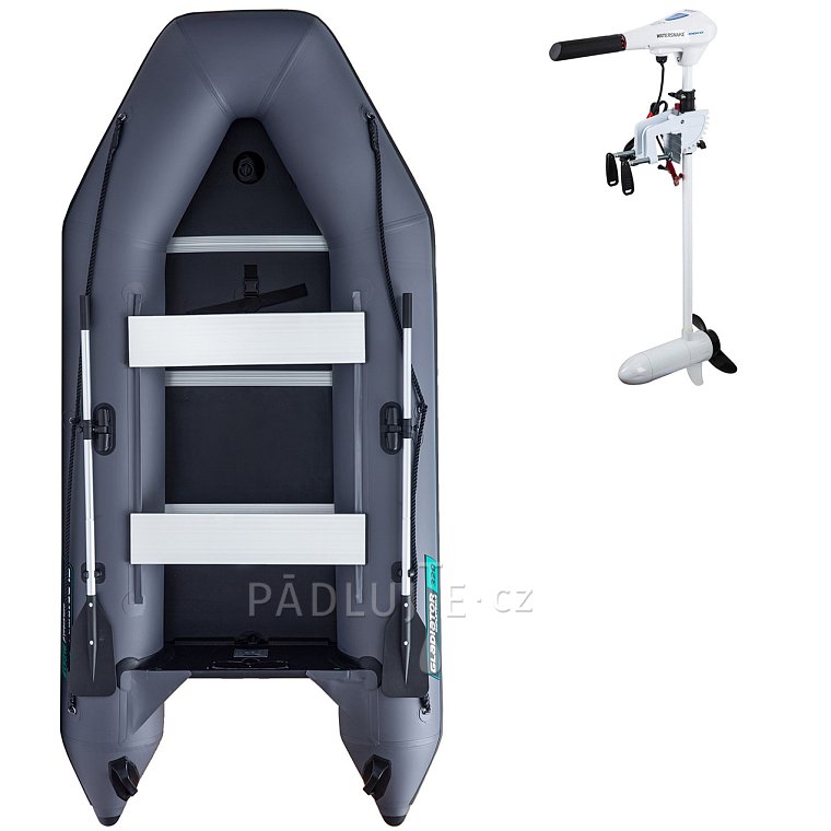Člun GLADIATOR LIGHT AK320WF dark grey - nafukovací člun s dřevěnou podlahou