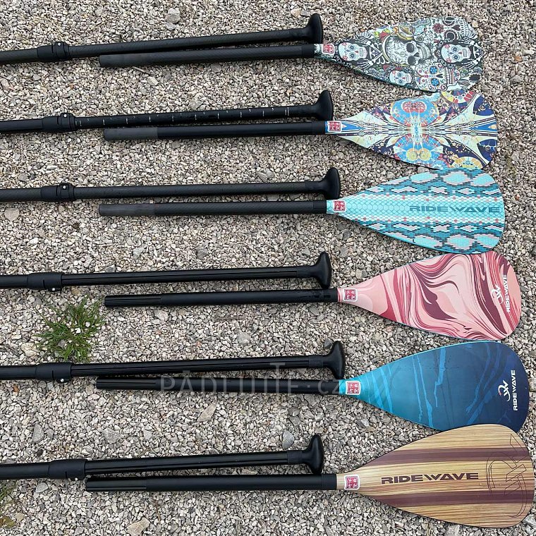 Pádlo RIDEWAVE Landslide Combo 4-dílné s karbonovým shaftem nastavitelné pro paddleboard i kajak