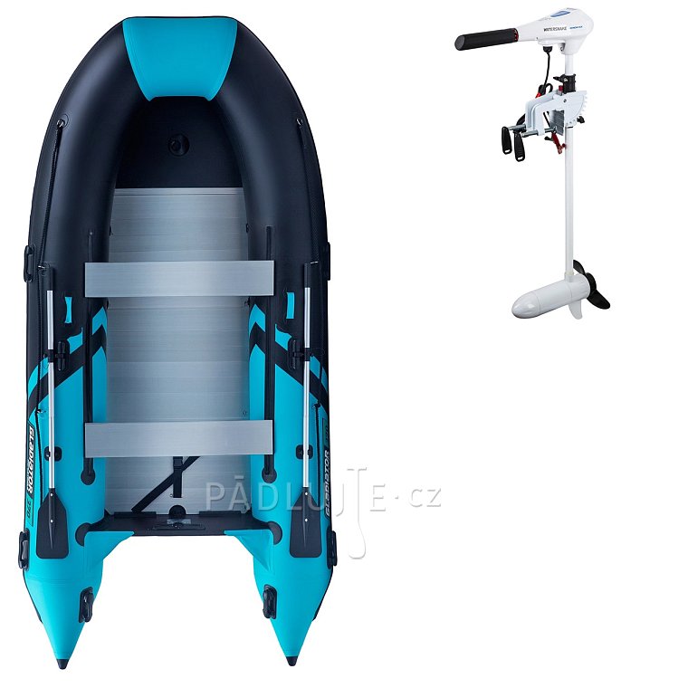 Člun GLADIATOR CLASSIC B370AL black turquoise  - nafukovací člun s hliníkovou podlahou