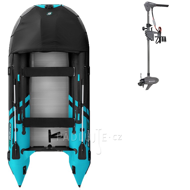 Člun GLADIATOR ACTIVE C420AL black turquoise - nafukovací člun s hliníkovou podlahou