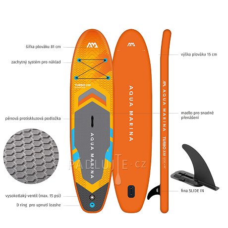 Paddleboard AQUA MARINA GO TURBO 330  10'10'' s  motorem AQUA MARINA BlueDrive S Power fin