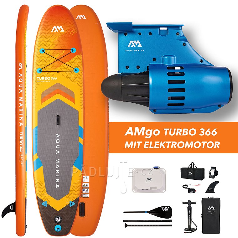Paddleboard AQUA MARINA GO TURBO 366 12'0 s motorem AQUA MARINA BlueDrive S Power fin