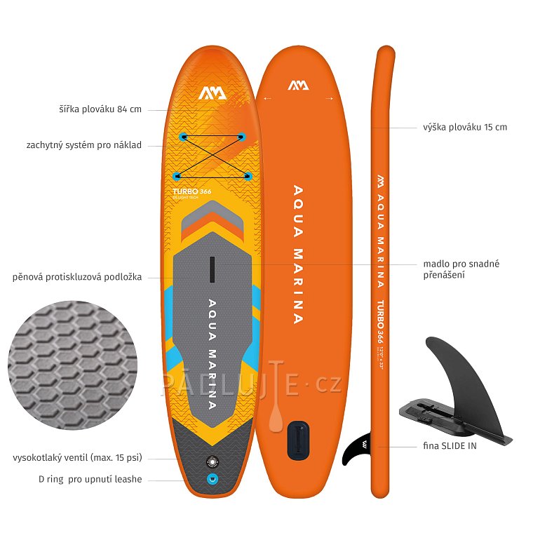 Paddleboard AQUA MARINA GO TURBO 366 12'0 s motorem AQUA MARINA BlueDrive S Power fin