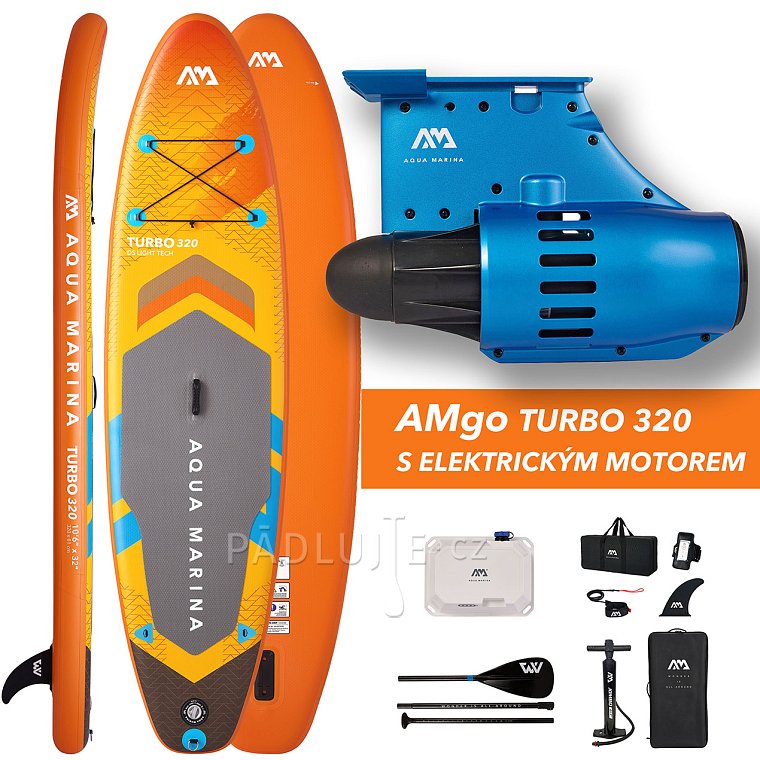 Paddleboard AQUA MARINA GO TURBO 320 10'6 s motorem AQUA MARINA BlueDrive S Power fin