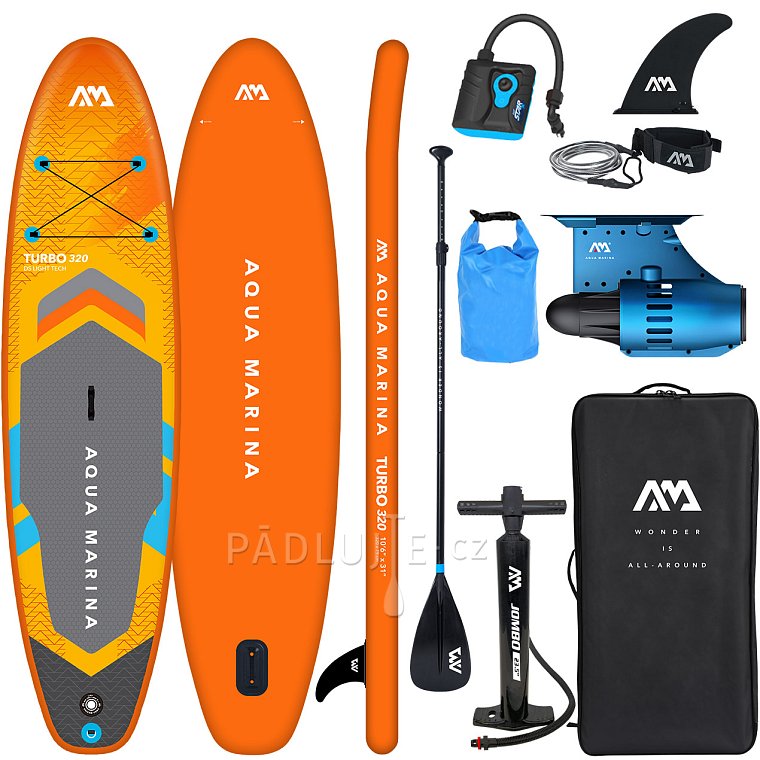Paddleboard AQUA MARINA GO TURBO 320  10'6'' s  motorem AQUA MARINA BlueDrive S Power fin