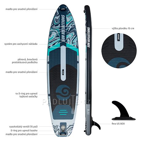 Paddleboard SUN REFLECTIONS XXL 11'6'' COMBO Forest Grey - nafukovací