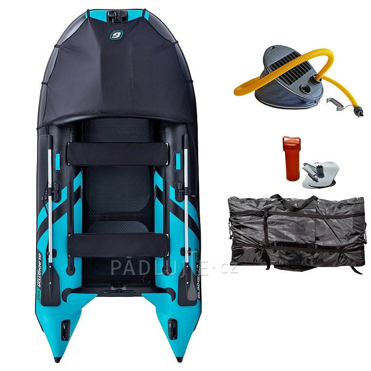 Člun GLADIATOR CLASSIC C330AD black turquoise - nafukovací člun s vysokotlakou podlahou