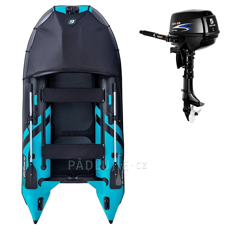 Člun GLADIATOR CLASSIC C330AD black turquoise - nafukovací člun s vysokotlakou podlahou