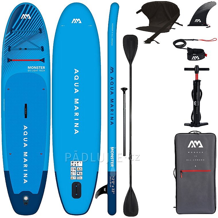 Paddleboard AQUA MARINA MONSTER 12'0 BLUE kakaová sada- nafukovací POUŽITÉ ZBOŽÍ
