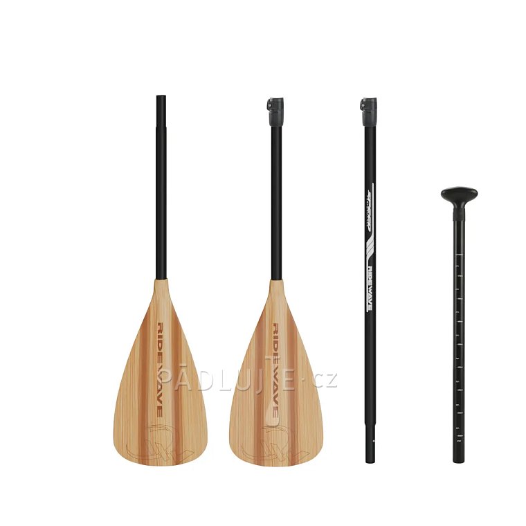 Pádlo RIDEWAVE Kun Bamboo Combo 4-dílné nastavitelné pro paddleboard i kajak