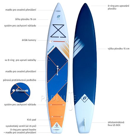 Paddleboard GLADIATOR ELITE 14' Touring s karbon pádlem 2026 - nafukovací