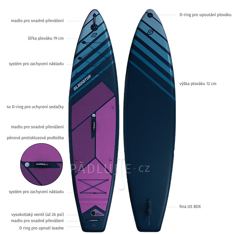 Paddleboard GLADIATOR PRO 11'2 s pádlem 2026 - nafukovací