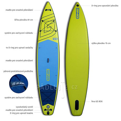 Paddleboard GLADIATOR ONE 12'6 Lime - nafukovací