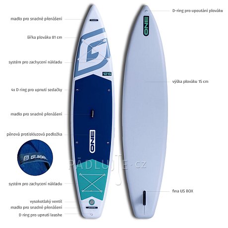 Paddleboard GLADIATOR ONE 12'6 White - nafukovací