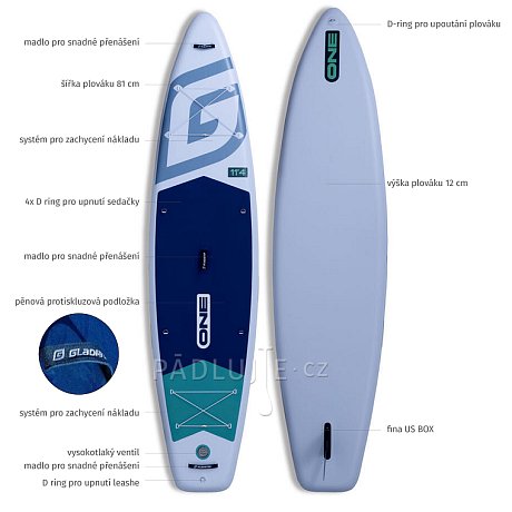 Paddleboard GLADIATOR ONE 11'4 White - nafukovací